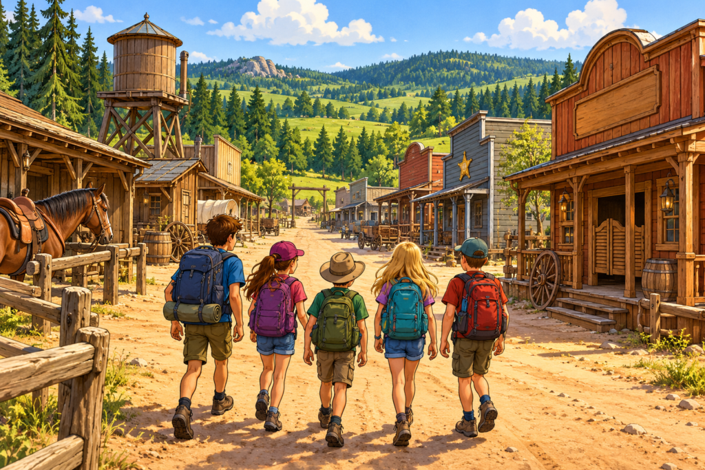 Ilustrace: Šikland – westernové městečko Šiklův mlýn
